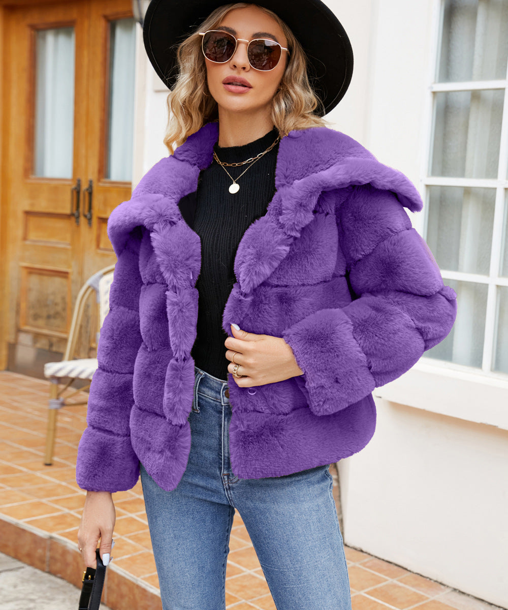 Damen Fleece-Puffjacke mit Kapuze ModeGeist