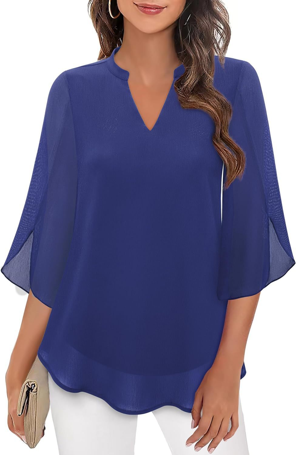 Damen luftige Bluse mit ausgestellten Ärmeln ModeGeist