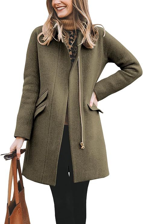 Damen modischer Wollmantel mit asymmetrischem Schnitt ModeGeist