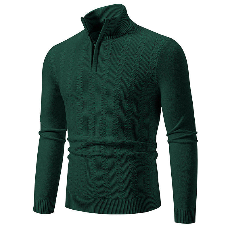Herren Pullover mit Stehkragen und Zipper ModeGeist