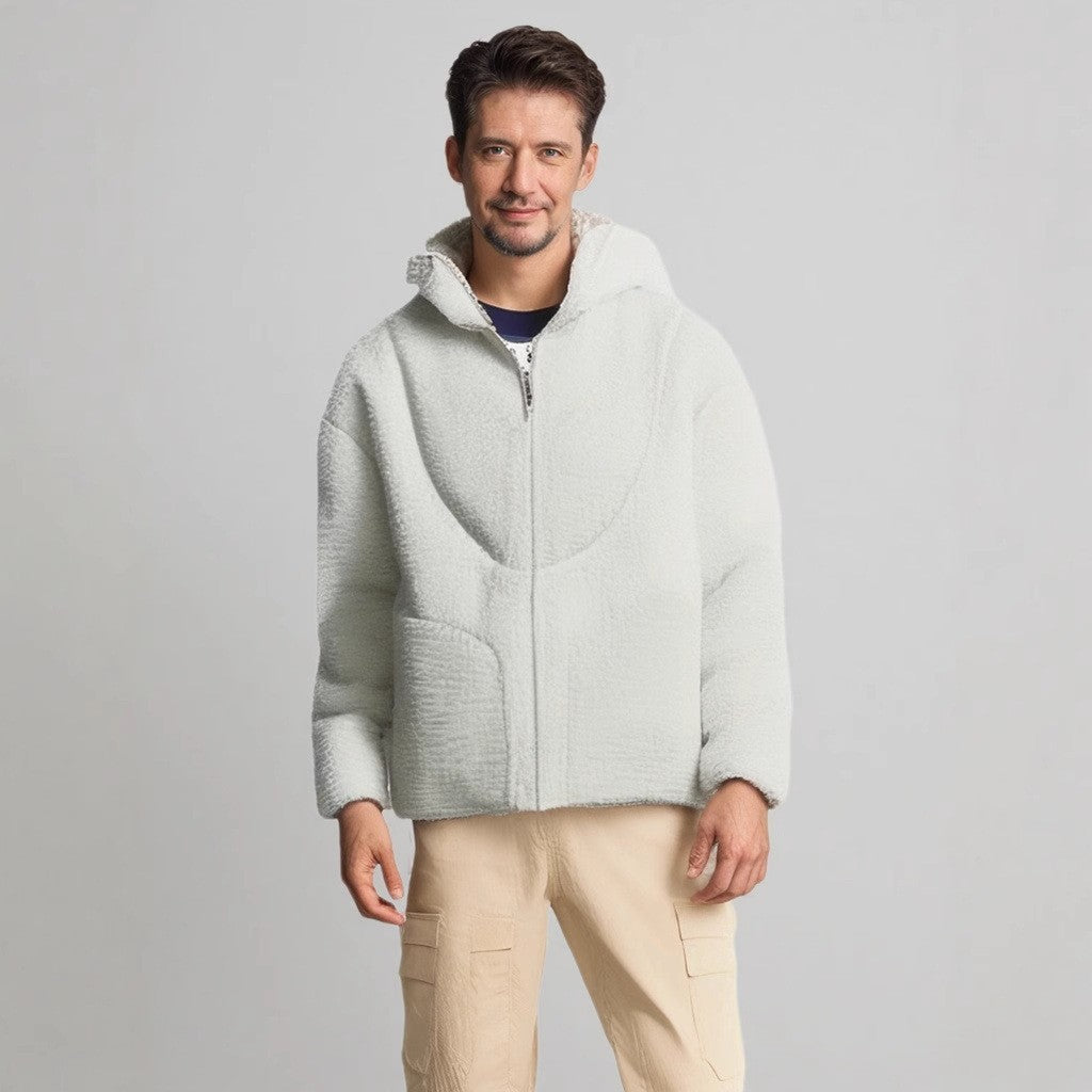 Herren Gemütliche Teddyjacke mit Kontrastnähten ModeGeist