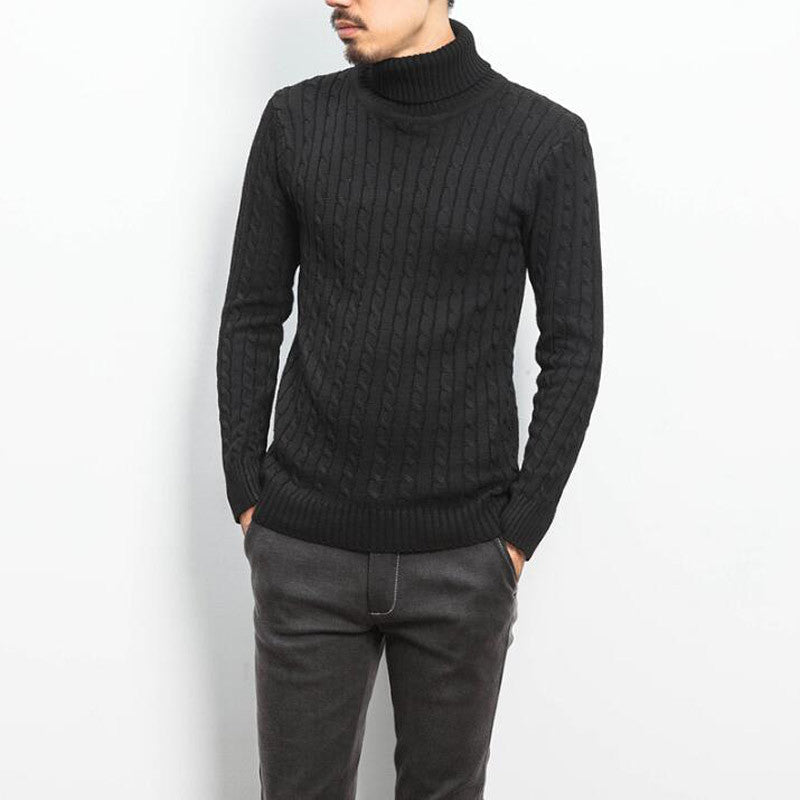 Herren komfortabler Rollkragenpullover mit Zopfmuster ModeGeist