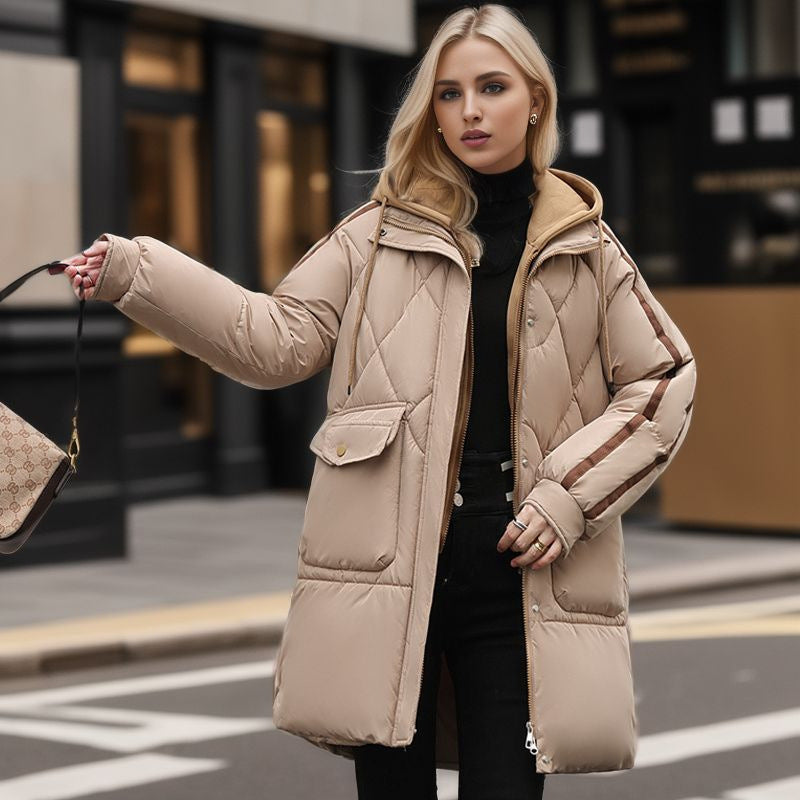 Damen gesteppte Winterjacke mit abnehmbarer Kapuze ModeGeist