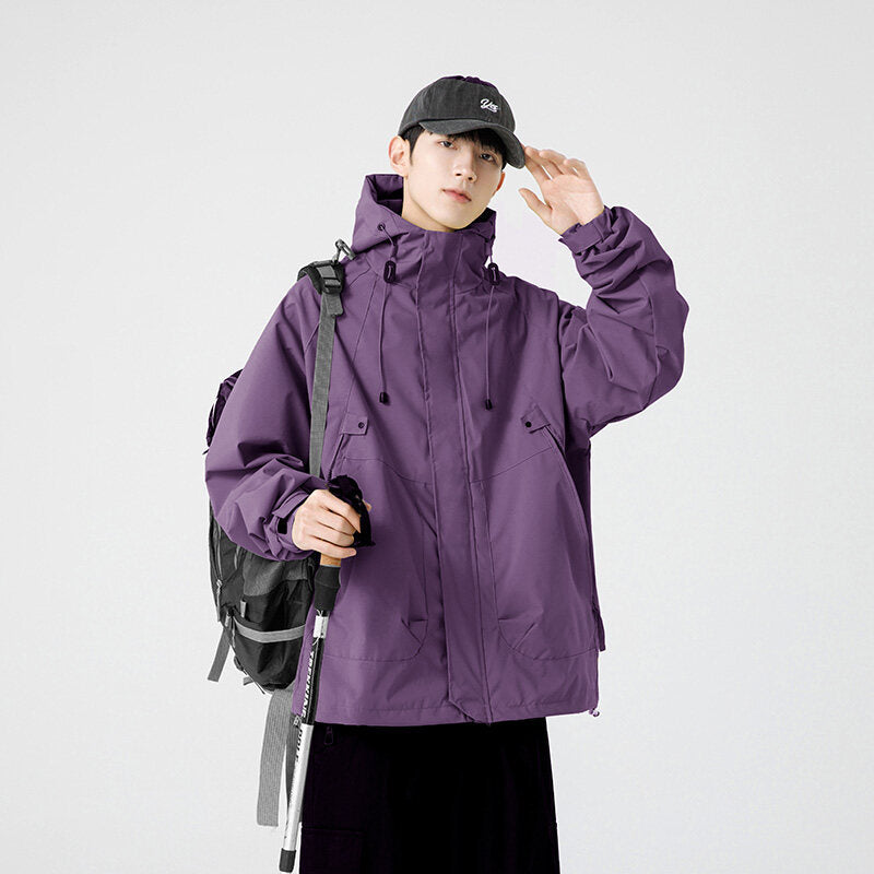 Herren Windbreaker-Jacke mit verstellbarem Kapuzenkragen und praktischen Taschen ModeGeist