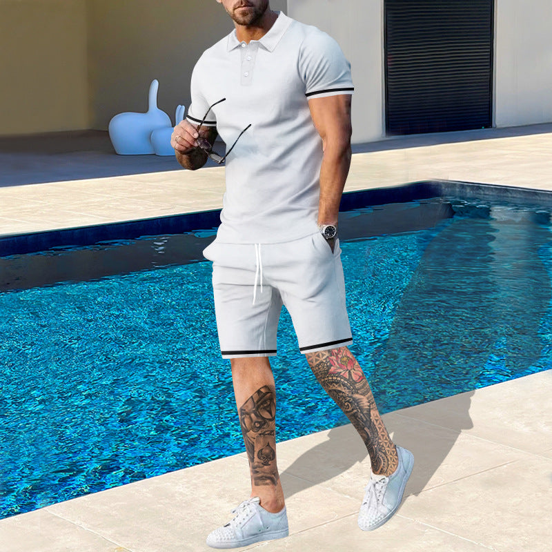 Herren Poloshirt und Shorts-Set mit sportlichen Akzenten ModeGeist