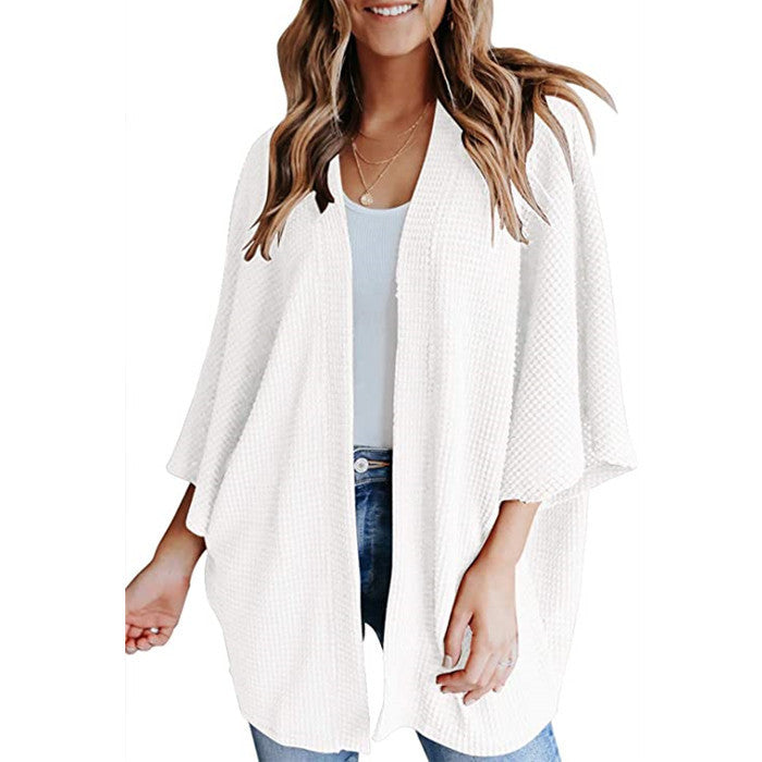 Damen lässiger Strickjacke im Waffelmuster ModeGeist