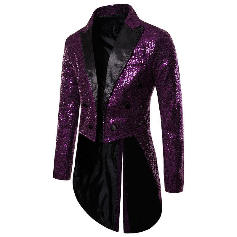 Herren Pailletten-Blazer im eleganten Schnitt mit asymmetrischem Design ModeGeist