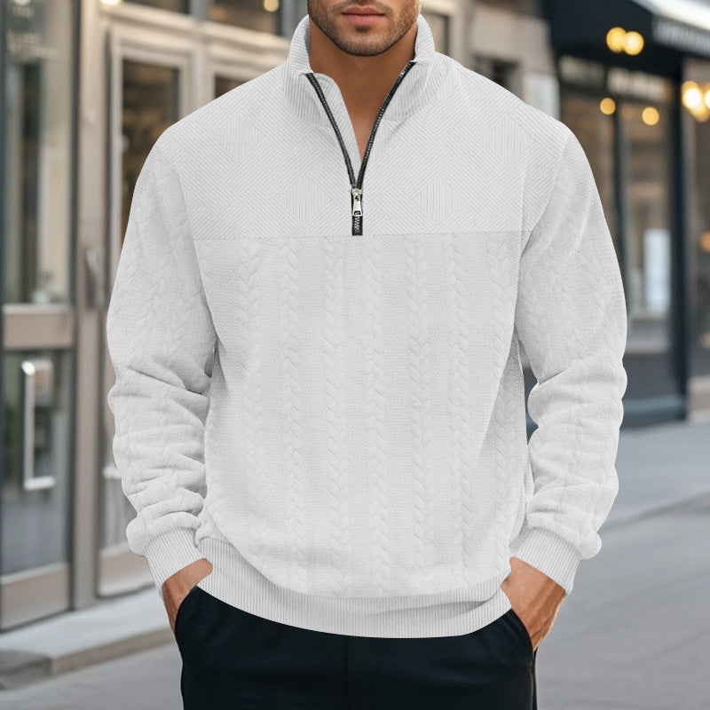 Herren Strickpullover mit modernem Stehkragen und Reißverschluss ModeGeist