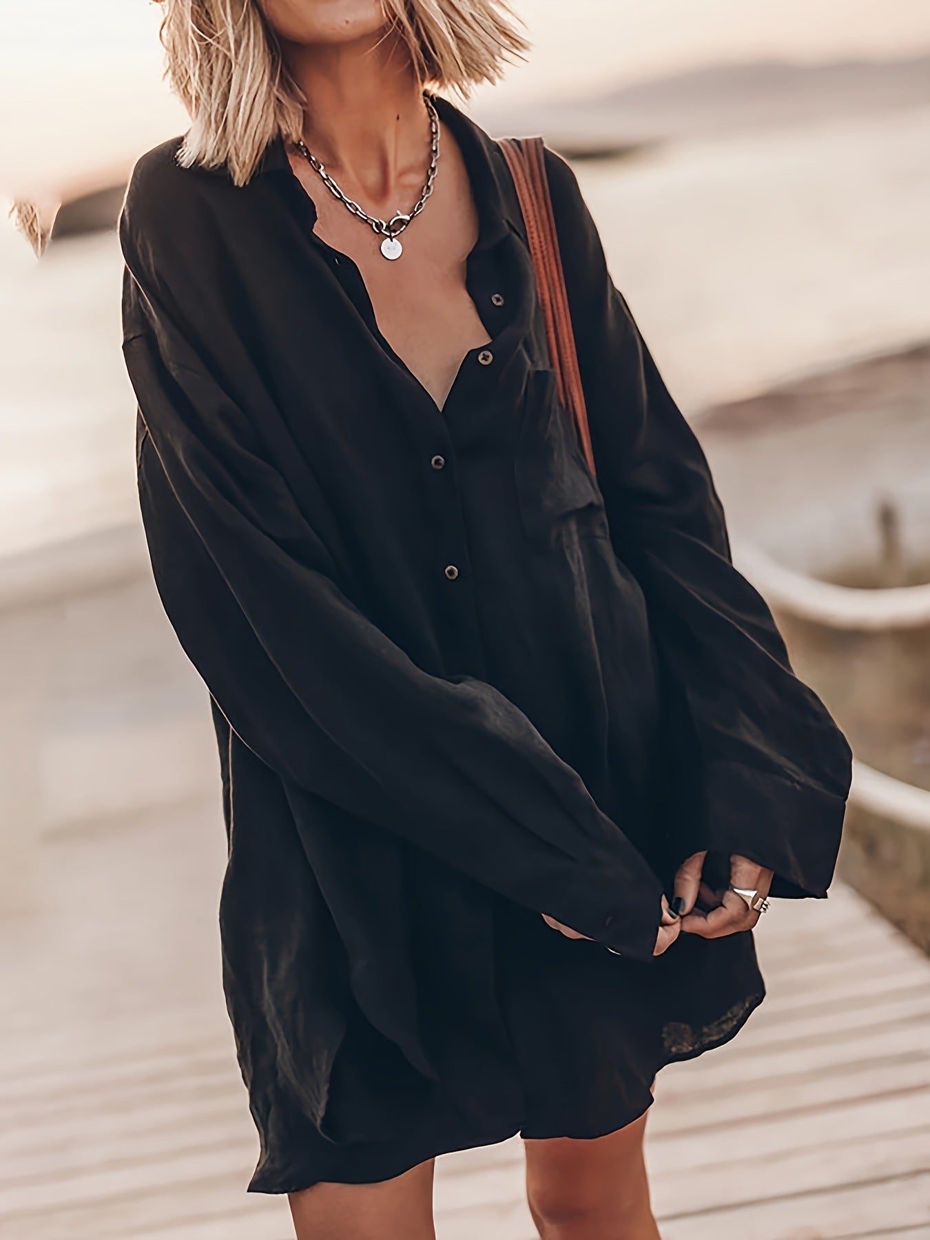 Damen lässige Oversized-Bluse aus Leinen ModeGeist