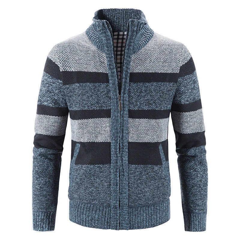 Herren modische Strickjacke mit Stehkragen und Reißverschluss ModeGeist