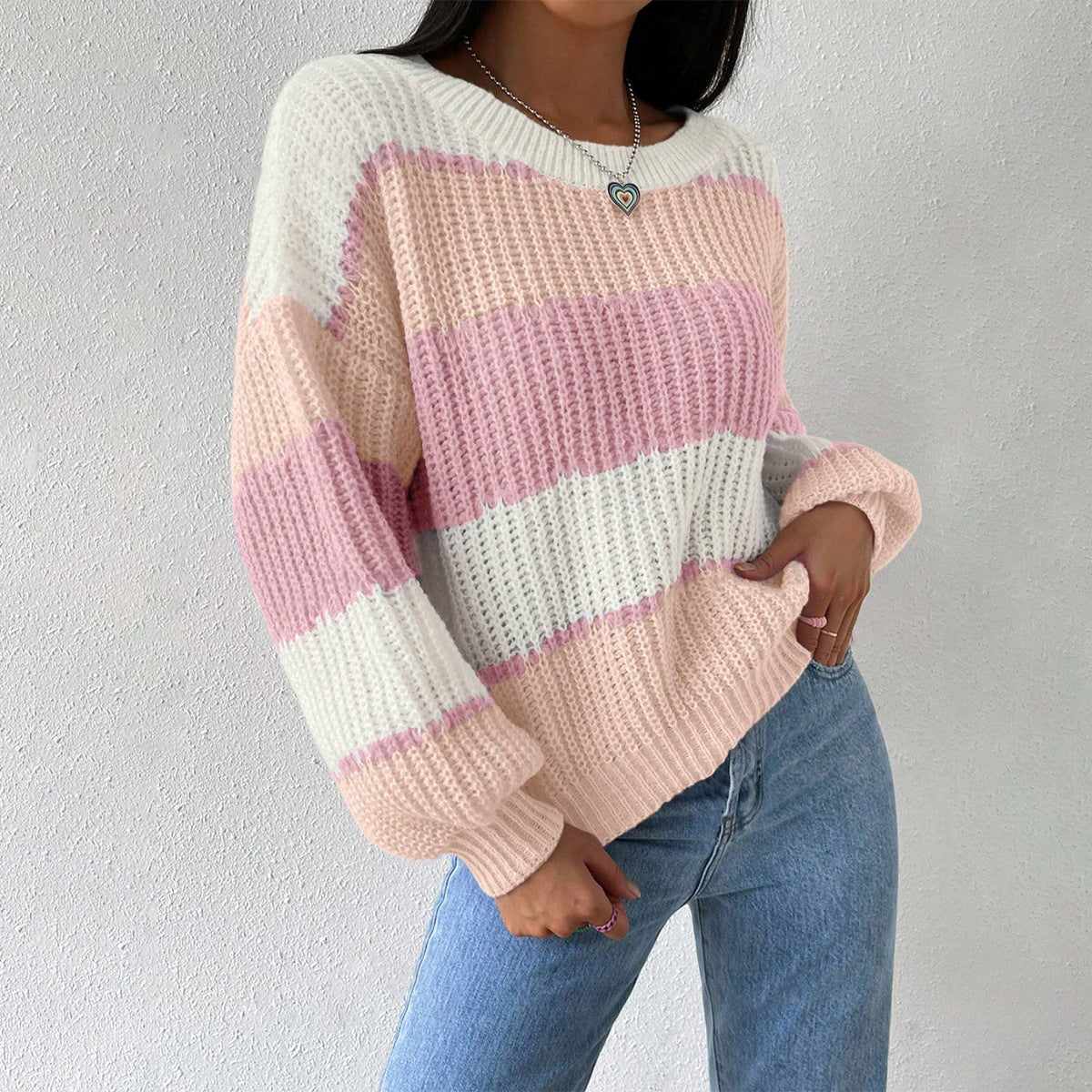 ModeGeist | Pullover Pullover Grobstrick Übergröße Fit Langarm Freizeit Crew Neck