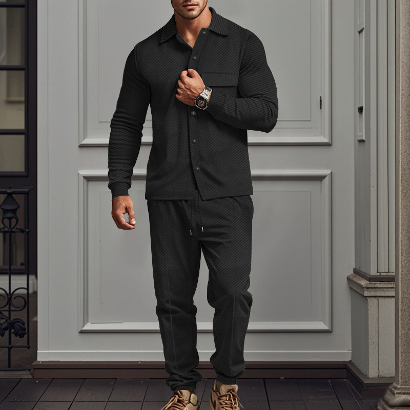Herren lässige Schlafanzug-Kombination mit eleganten Knopfdetails ModeGeist
