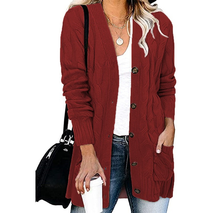 Damen Strickjacke mit Zopfdesign und praktischen Taschen ModeGeist