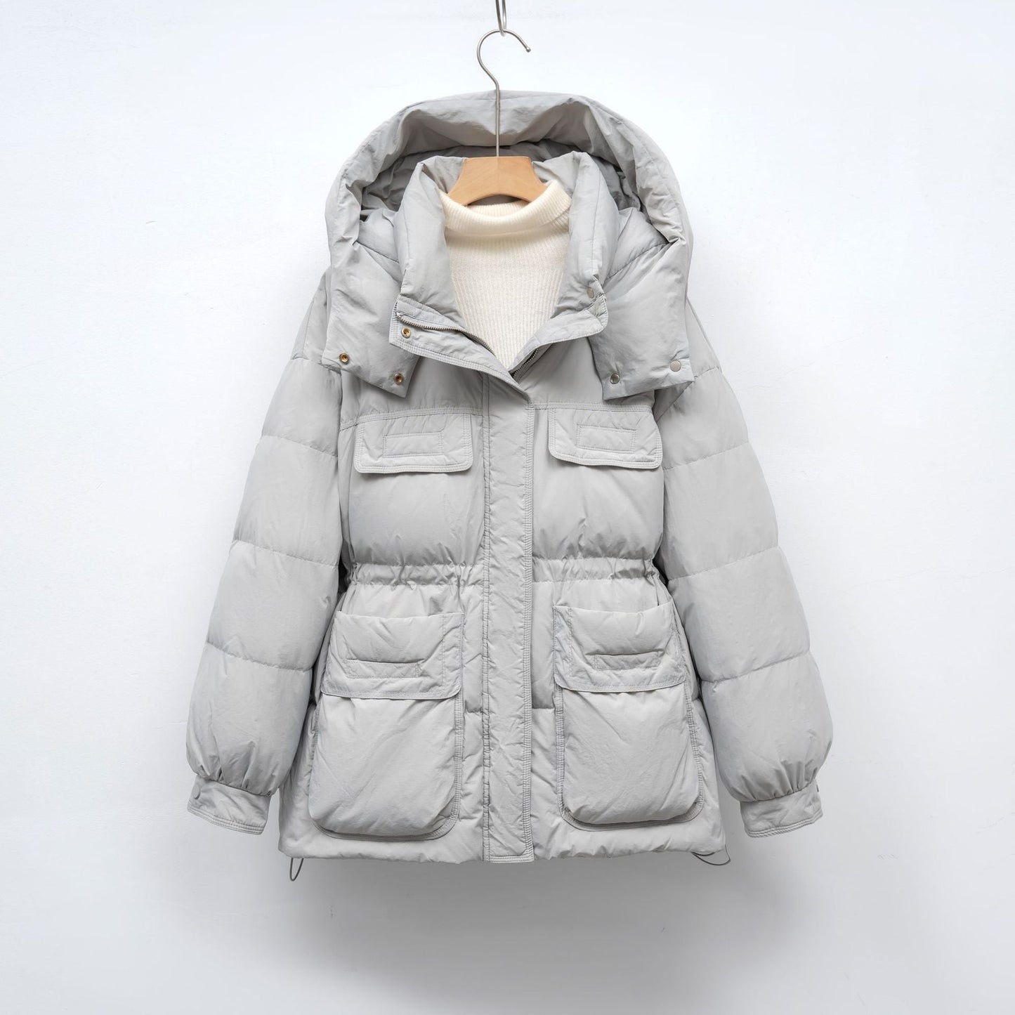 Damen gesteppte Winterjacke mit voluminösem Schnitt und praktischen Taschen ModeGeist