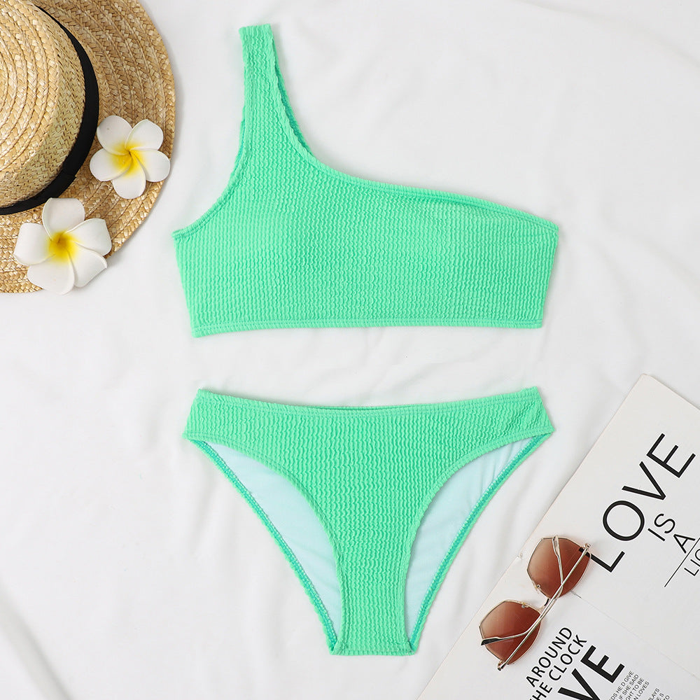 Moderner, einseitiger Damen-Bikini mit strukturierter Textur von MODEGEIST