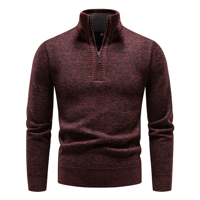 Herren eleganter Strickpullover mit modernem Stehkragen und Reißverschluss ModeGeist