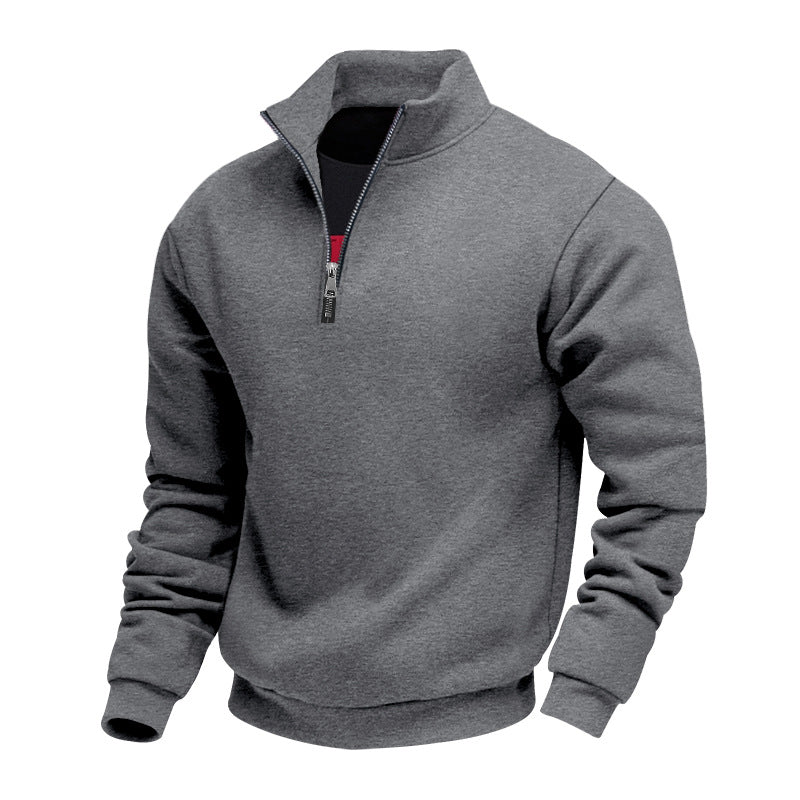 Herren leichter Fleecepullover mit Stehkragen und halblangem Reißverschluss ModeGeist