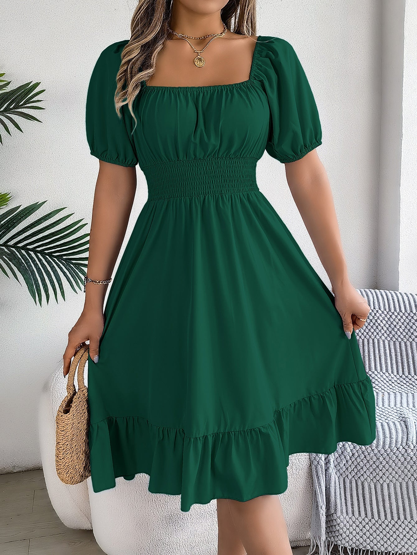 Leichtes Damen Sommerkleid mit Puffärmeln und ausgestelltem Rock von MODEGEIST