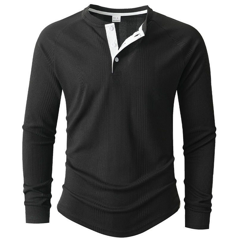 Herren Langarm Henley-Shirt mit strukturierter Oberfläche ModeGeist