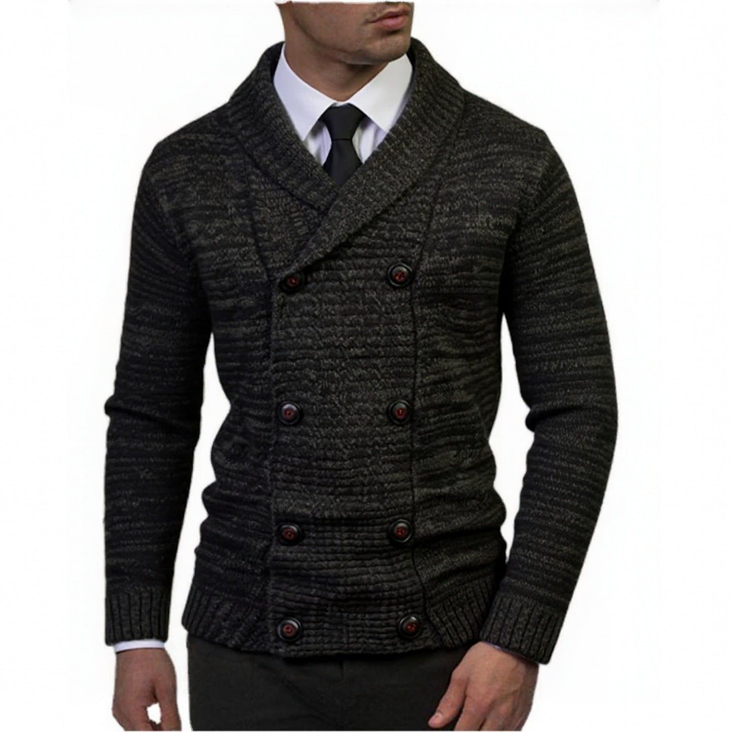 Herren modischer Strickpullover mit doppeltem Knopfverschluss und strukturiertem Design ModeGeist