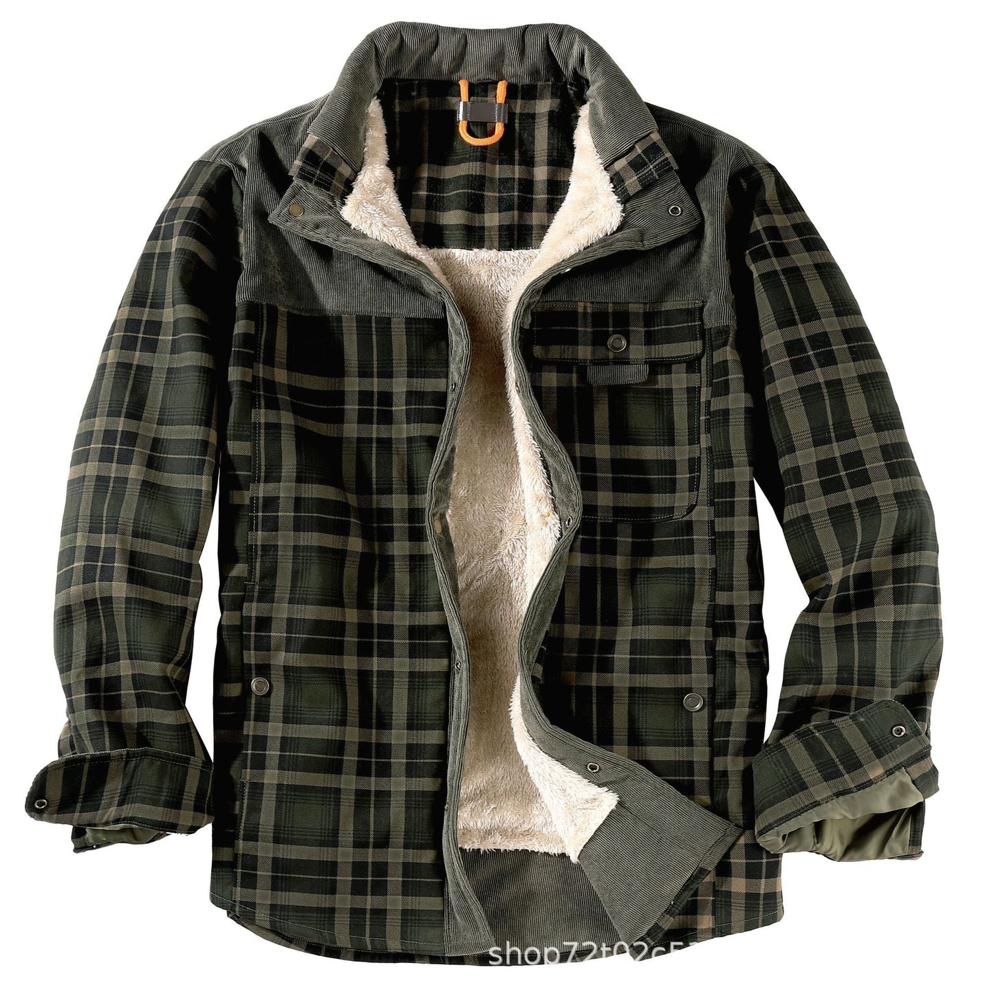 Herren gefütterte Karojacke mit Teddyfell-Hausschicht und praktischen Taschen ModeGeist