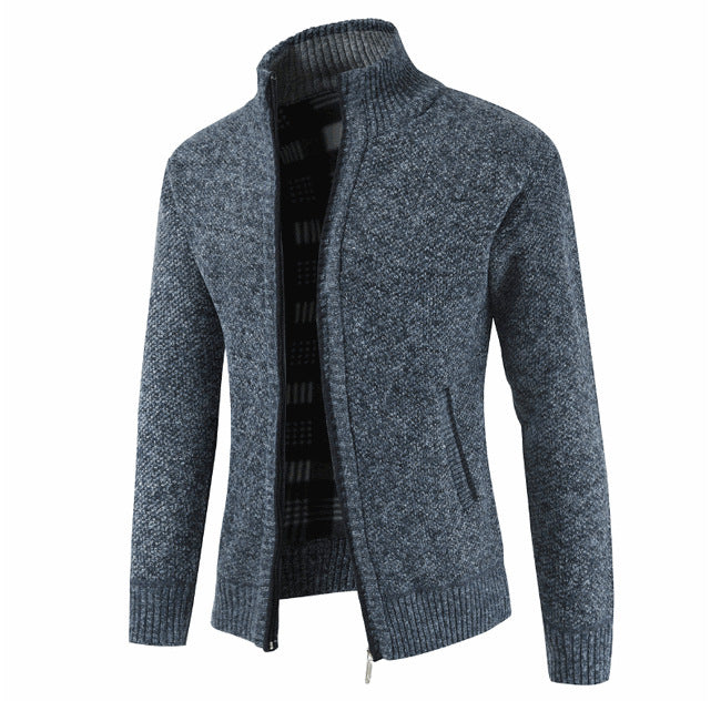 Herren Strickjacke mit hohem Kragen und seitlichen Taschen ModeGeist