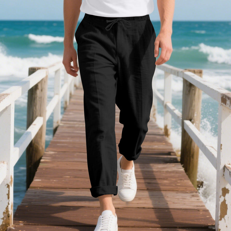 Herren bequeme Strandhose mit elastischem Bund und verstellbarem Kordelzug ModeGeist