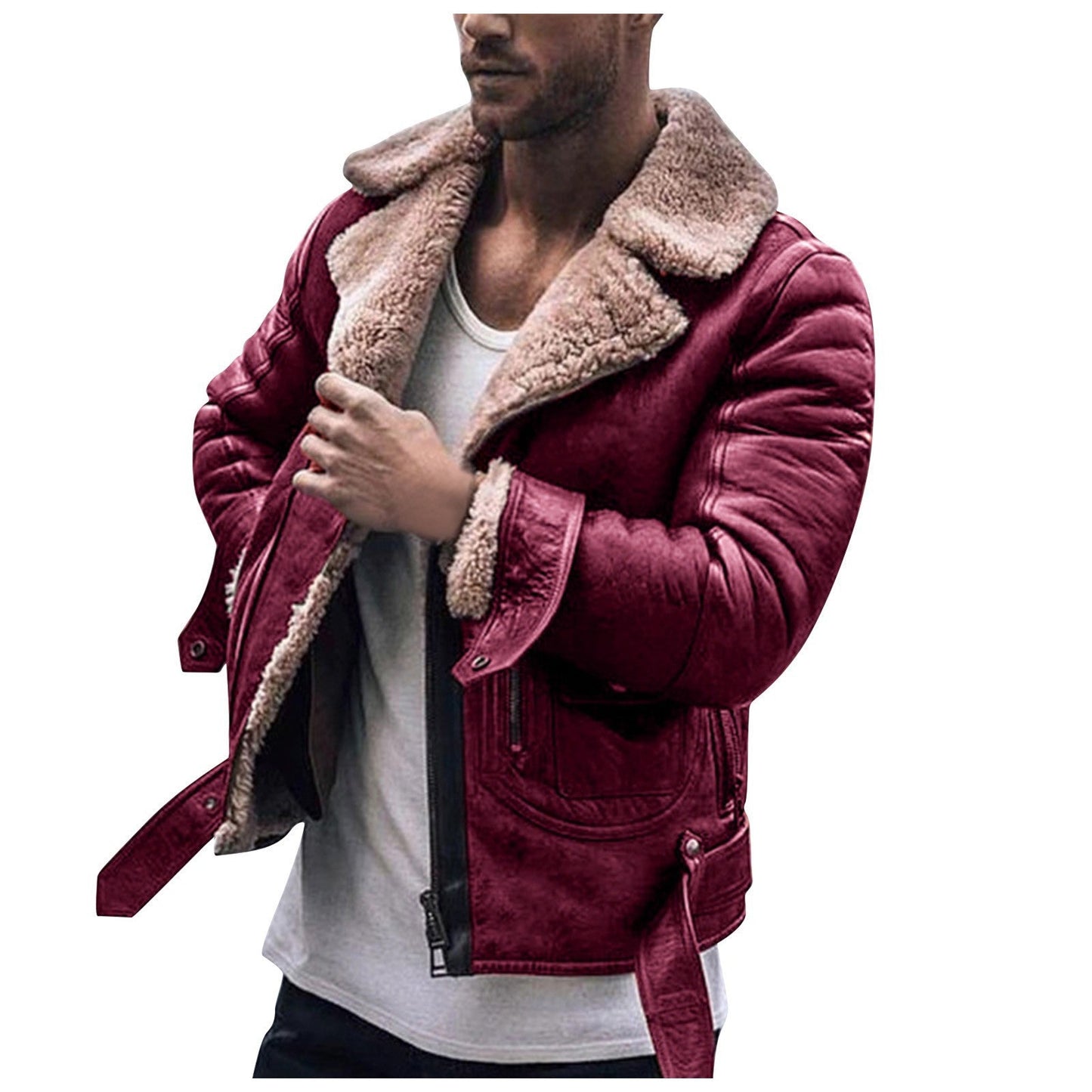 Herren jacke mit schickem Kunstfellkragen ModeGeist