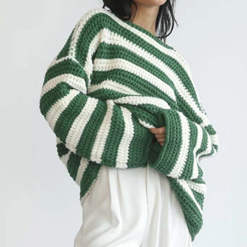 ModeGeist | Gestreifter Strickpullover Mit Sanften Farben