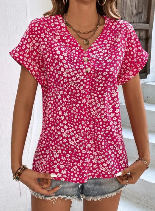 Elegante Bluse mit Blumenmuster und V-Ausschnitt von MODEGEIST