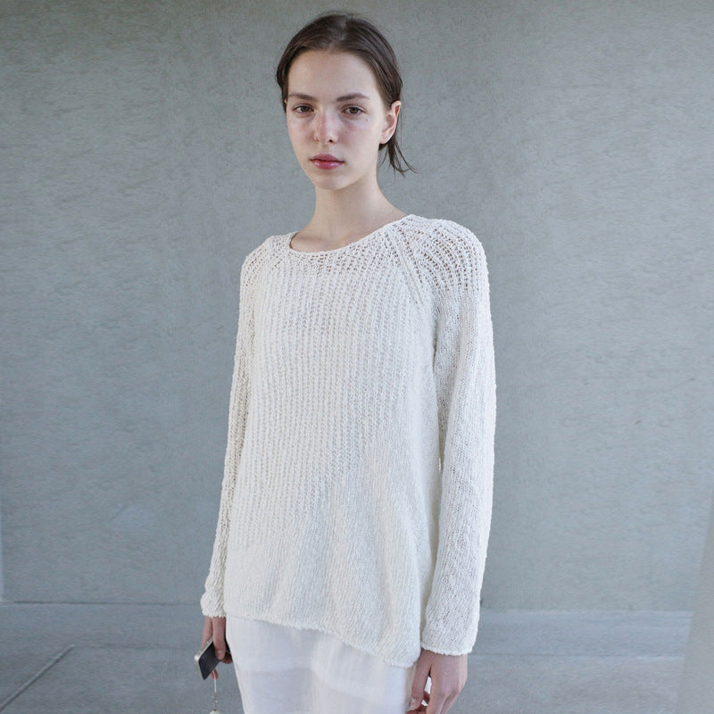 Locker sitzender Damen-Pullover mit Streifen und feinem Strukturmuster von MODEGEIST