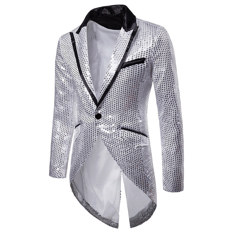 Herren eleganter Pailletten-Blazer mit asymmetrischem Schnitt und luxuriösem Design ModeGeist