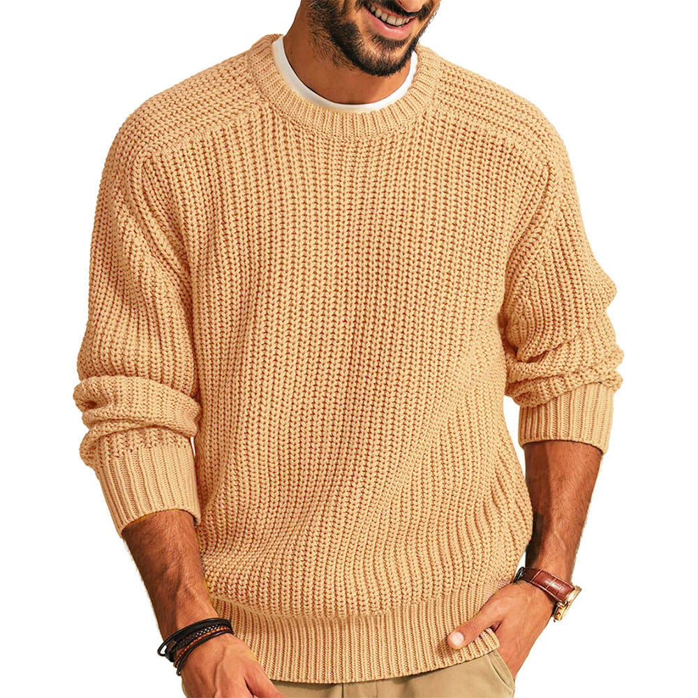 Herren Grobstrick Pullover mit Rundhalsausschnitt und lässigem Schnitt ModeGeist