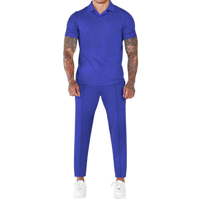 Herren elegantes Kurzarm-Hemd- und Hose-Set mit strukturiertem Design und komfortabler Passform ModeGeist