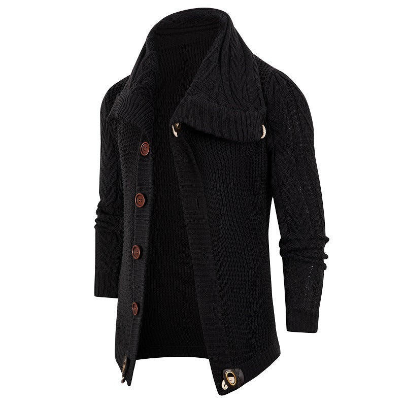 Herren Grobstrick Strickjacke mit umschlagbarem Halsausschnitt ModeGeist