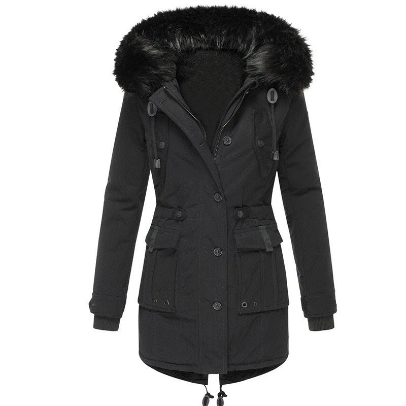 ModeGeist | Lange Winterjacke mit Knopfverschluss für Damen Ideal für Die Kalte Saison