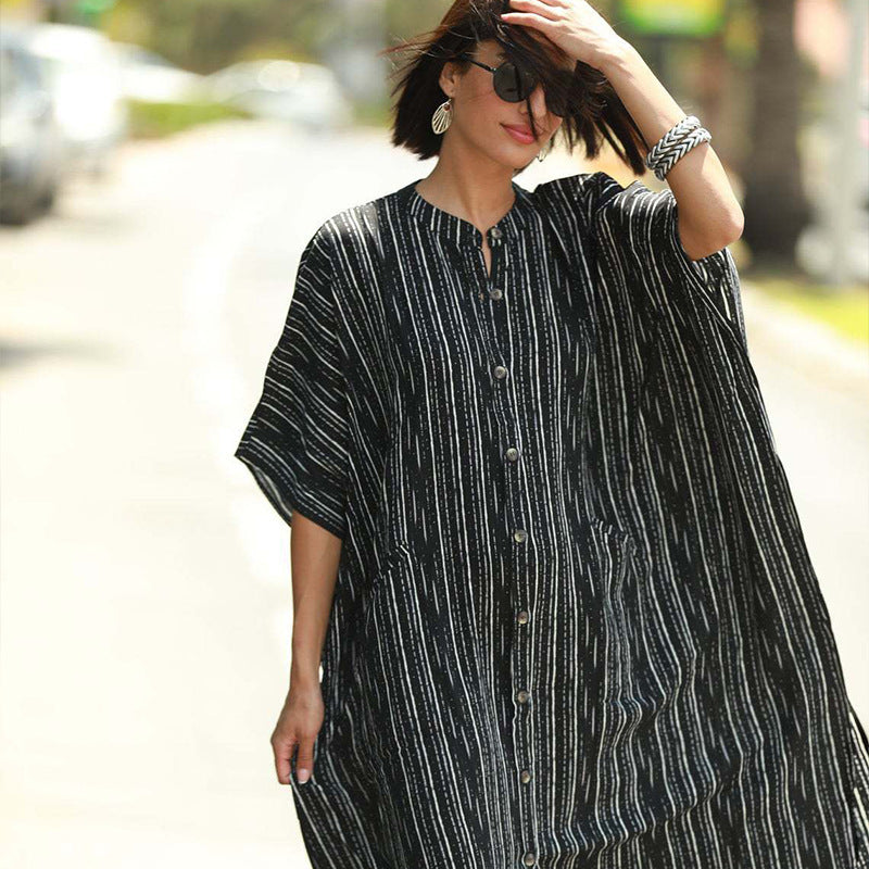 Modischer Kaftan für Damen mit Knöpfen und Seitentaschen