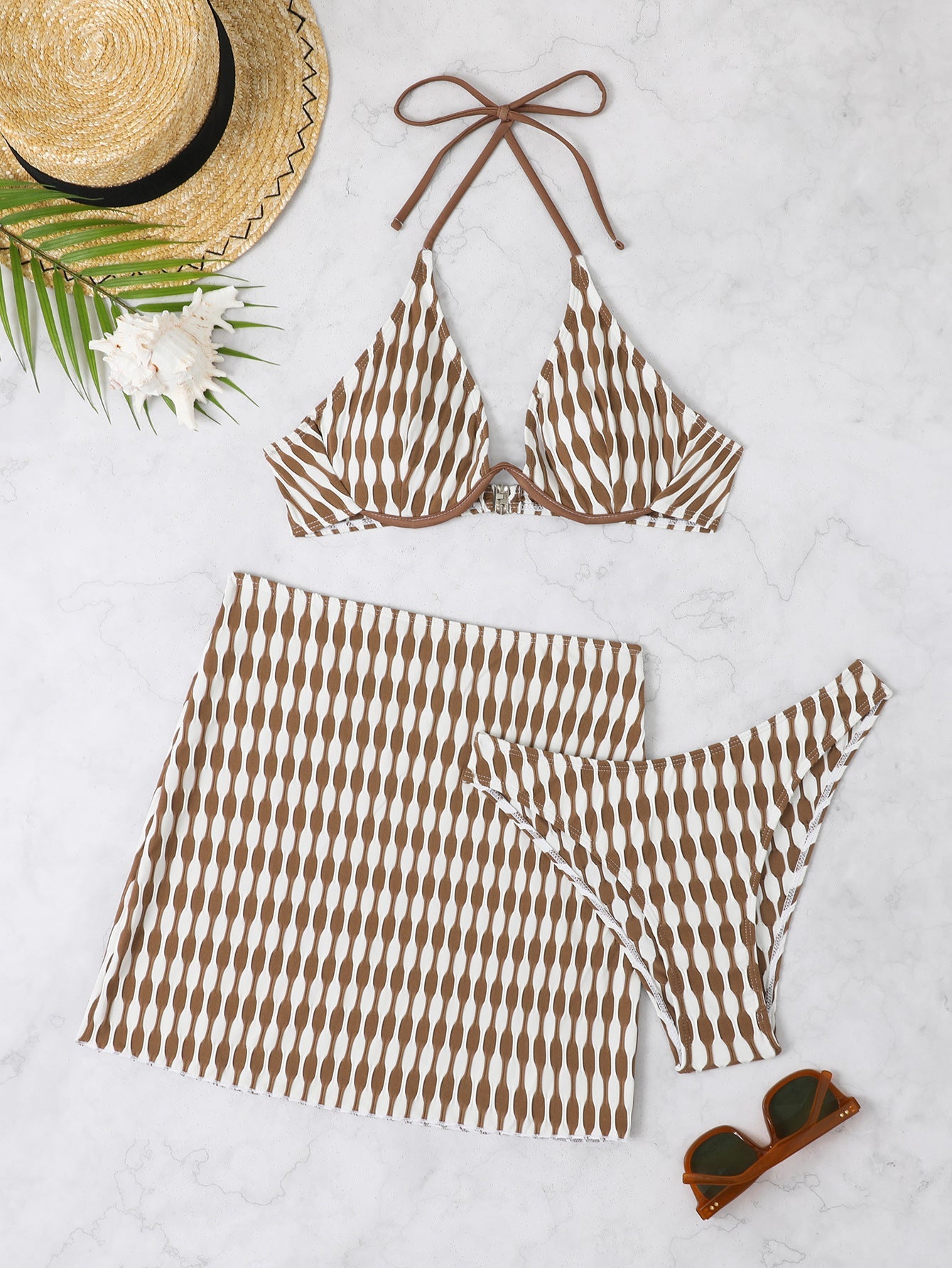 Women's Triangle Bikini Set with Skirt/Slip by MODEGEIST
