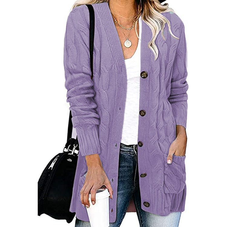 Damen Strickjacke mit Zopfdesign und praktischen Taschen ModeGeist