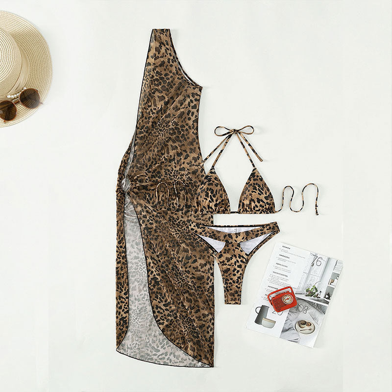 Bikini-Set mit Tiermuster und transparentem Wickelrock von MODEGEIST für Damen