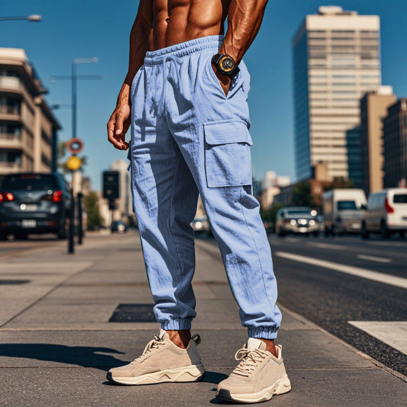 Herren lässige Cargo-Hose mit praktischen Seitentaschen und elastischem Bund ModeGeist