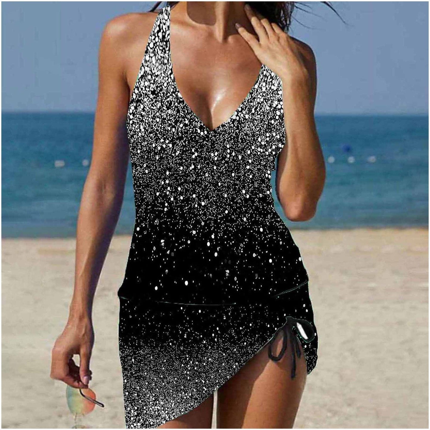 Tankini für Damen mit verstellbarem Bund und glitzerndem Detail von MODEGEIST