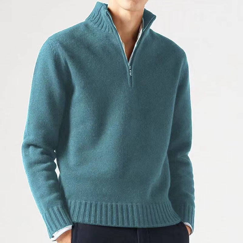 Herren Pullover mit hohem Kragen und modernem Reißverschluss ModeGeist