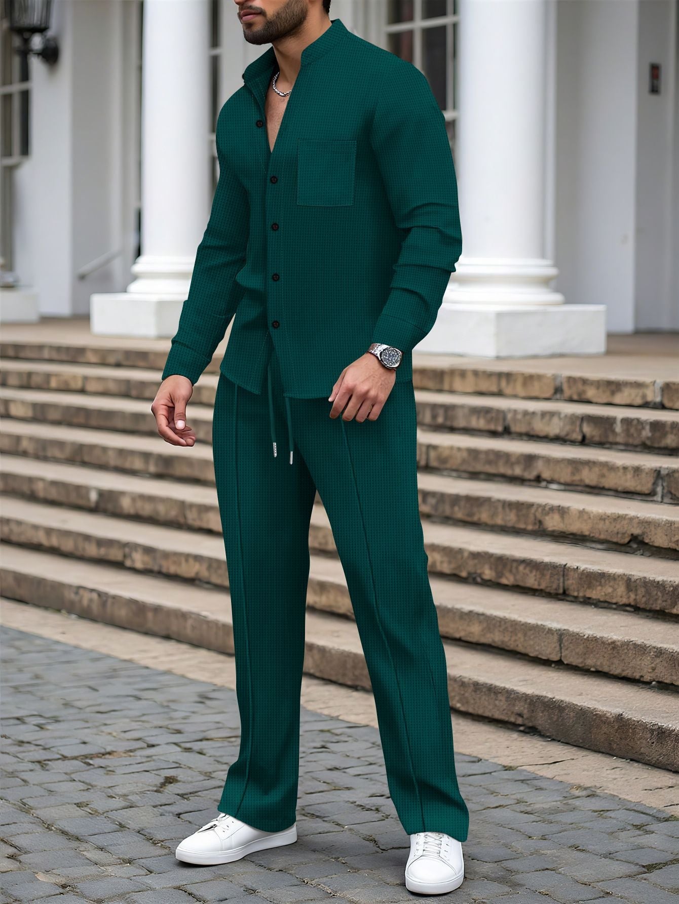 Herren elegante Karohose mit passendem Hemd ModeGeist