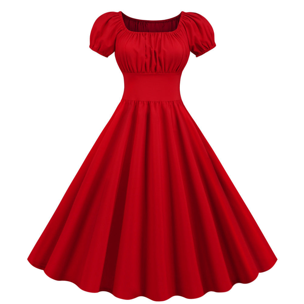 Damen A-Linien Kleid mit Puffärmeln und Taillierung ModeGeist