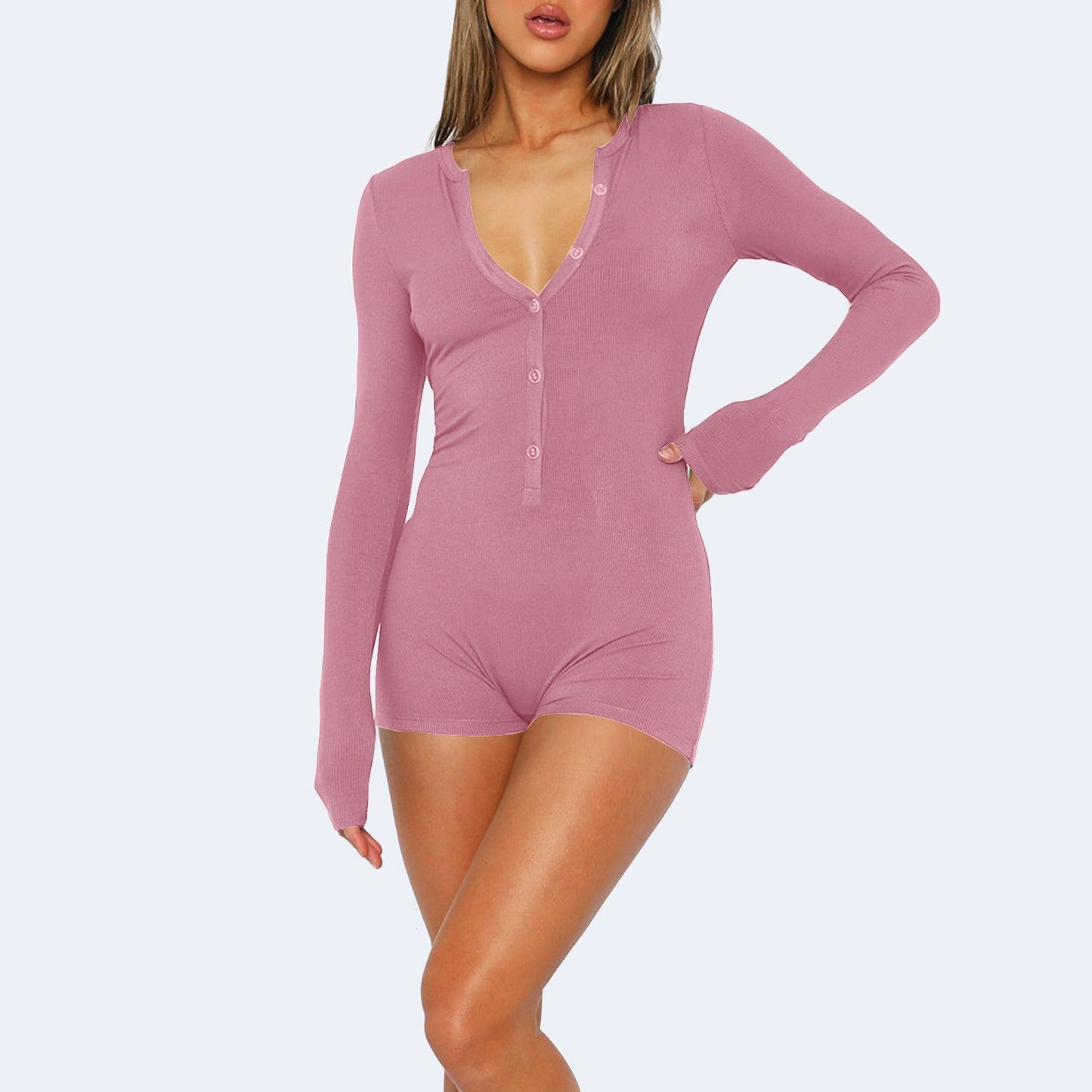 Damen Langarmbody mit Knopfleiste ModeGeist
