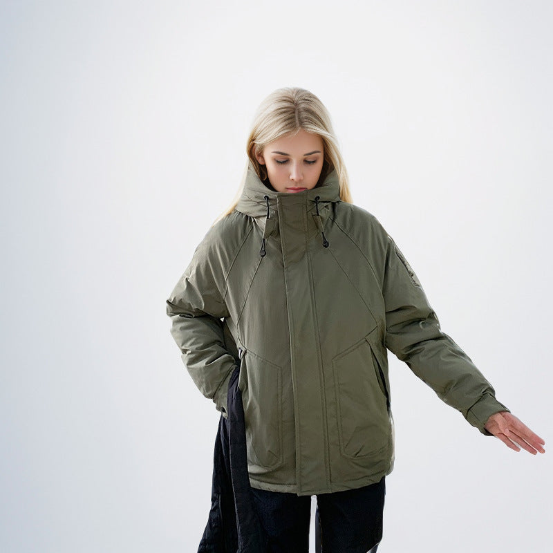 Damen isolierte Funktionsjacke mit hohem Kragen und strategischen Taschen ModeGeist