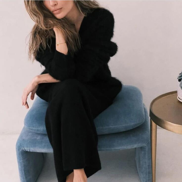 Damen weicher Strickcardigan mit luxuriösem Mohair-Anteil und lässigem Schnitt ModeGeist
