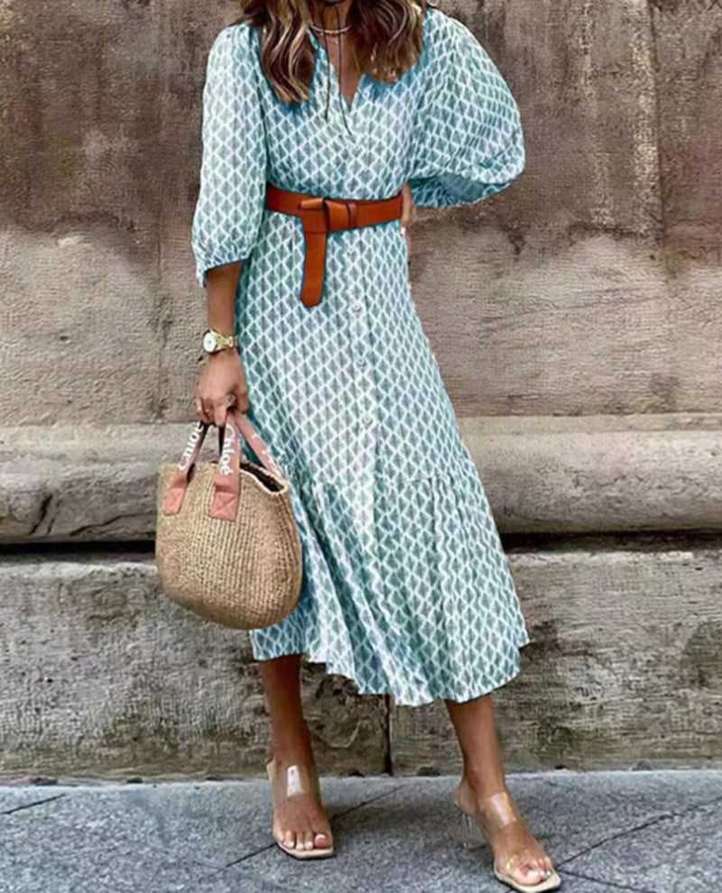 Modisches Blusenkleid für Damen mit Knopfleiste und weiten Ärmeln