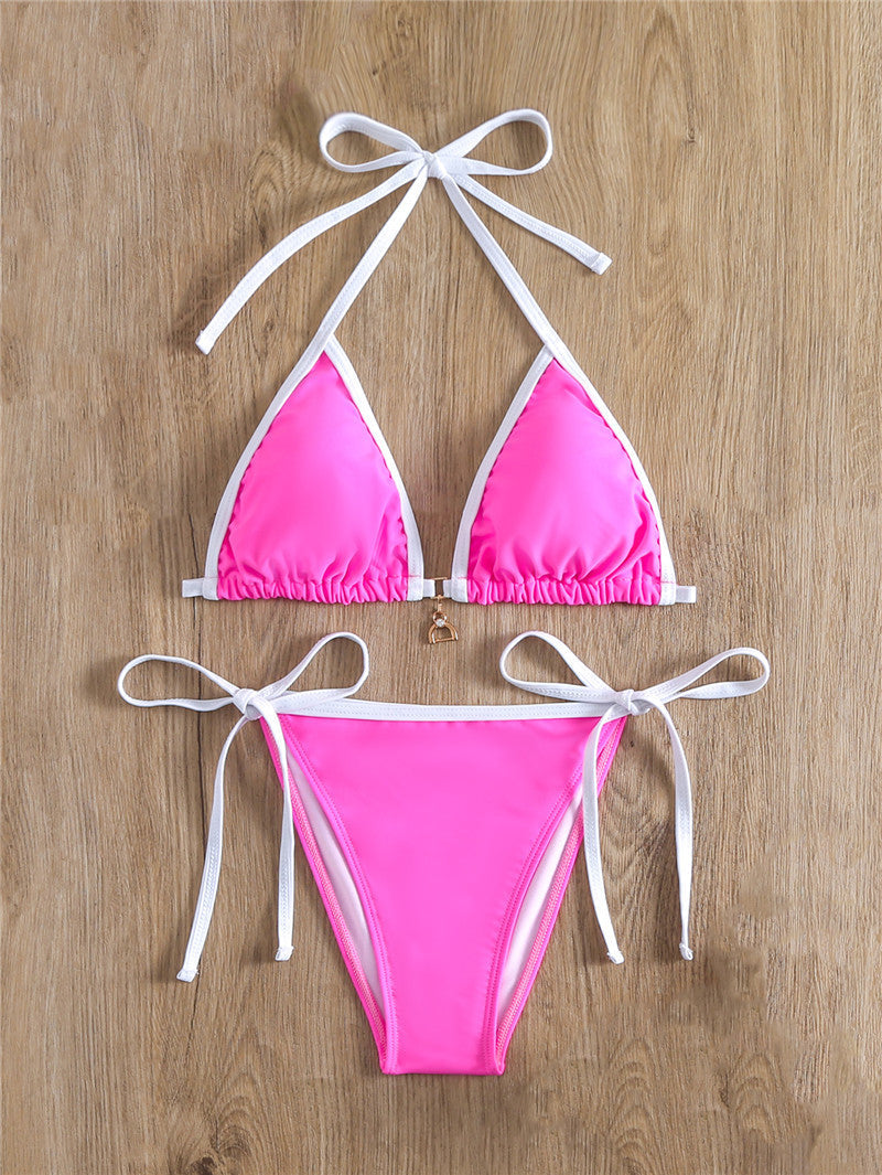 Moderner Dreieck-Bikini für Damen mit verstellbaren Trägern und dekorativem Detail von MODEGEIST